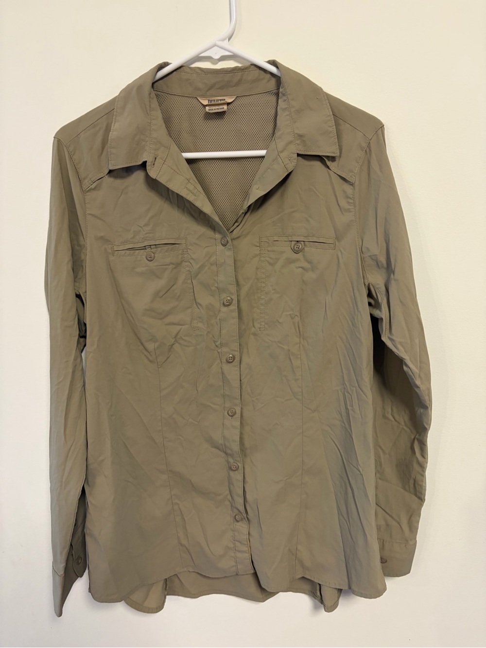 Duluth Trading Co Womens 100% Nylon Camping Hiking Button Down Collar Shirt Vent